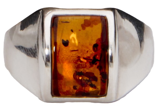 Bernstein Ring "Bernsteinfenster" Cognac