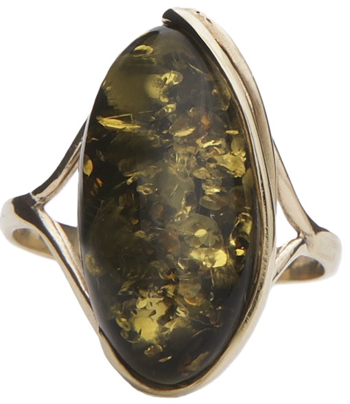 Bernstein Ring „Fluss“ grün